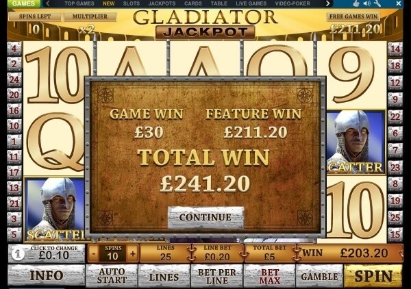 Gladiator slot game bonus round_big_win