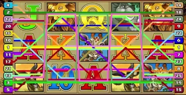 symbols and paylines of Mega Moolah Slot 