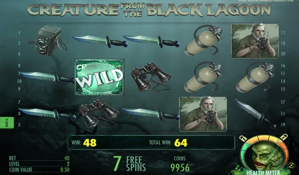 sticky wild of Creature From The Black Lagoon slot