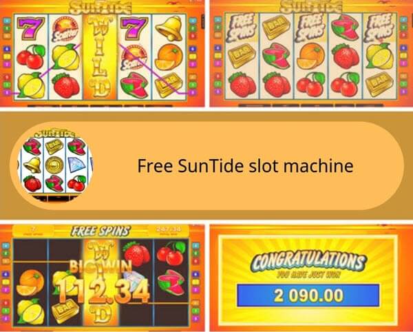 symbols and bonus games of suntide slot machine